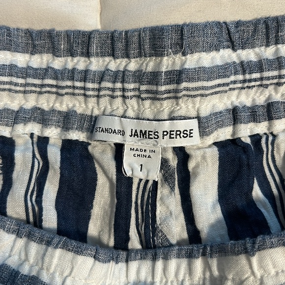 Standard James Perse Shorts Size 1 Women’s Blue & White 100% Linen Drawstring - Picture 4 of 6